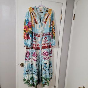 FARM Rio Tye Dye Rainbow Patchwork Maxi Dress XL